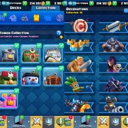 KT15 | LvL56 |(6Cards LvL15 || 57Cards LvL14) | 72Emotes | 214KGolds | 6Tower Skins| 110Cards | Q423 3